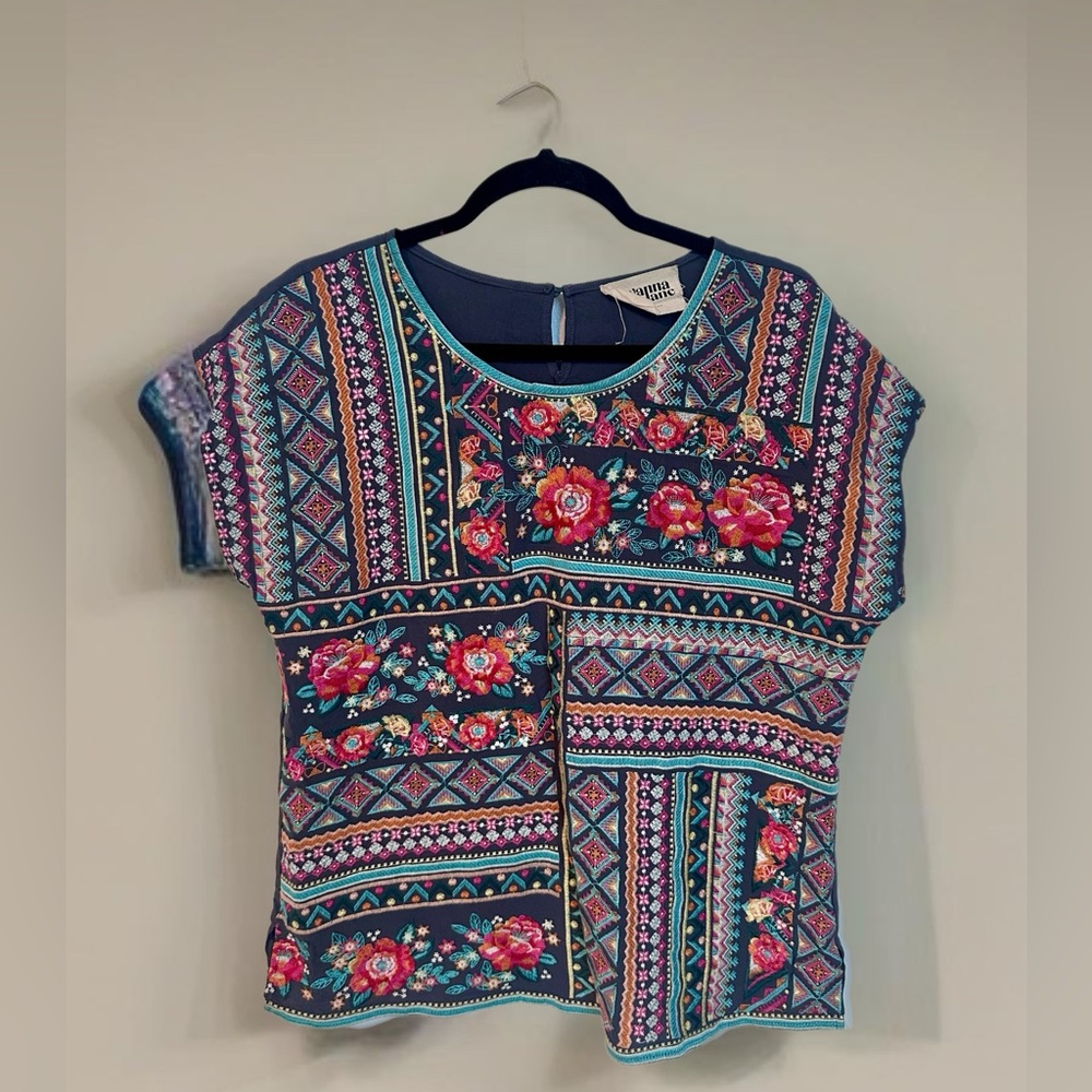 Savanna Jane Embroidered Patchwork Floral Boho Top